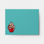 Red Coffee Cupcake teal Note Card Envelope