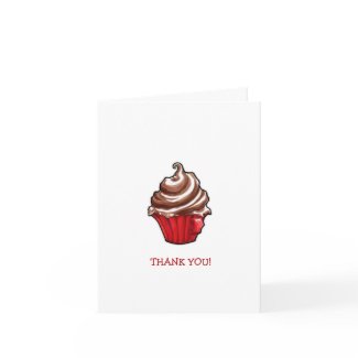 Red Coffee Cupcake Thank You Note Card card
