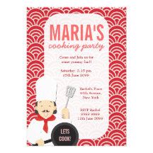 Red Cooking Chef Kitchen Party Invite