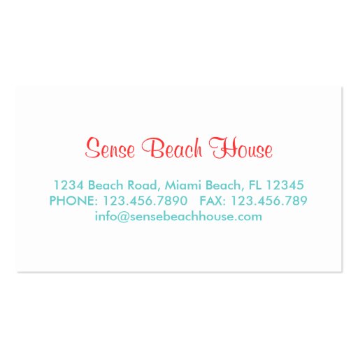 Red Coral Beach Business Card (back side)