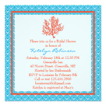 Red Coral Bridal Shower Invitation