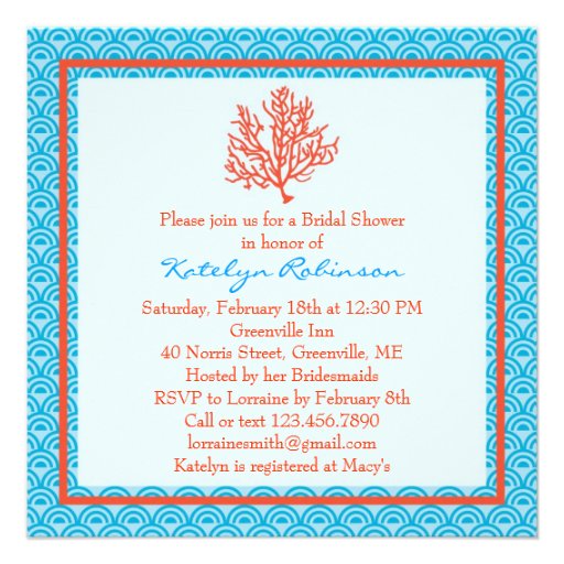 Red Coral Bridal Shower Invitation