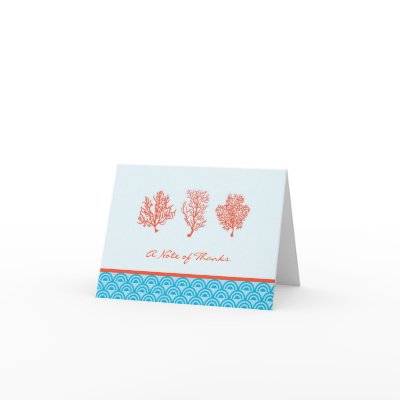 Red Coral Thank You or Note Card