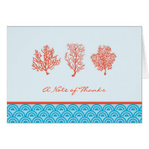 Red Coral Thank You or Note Card