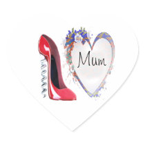 Red Corkscrew Stiletto Shoe and Floral Heart Gifts Heart Stickers