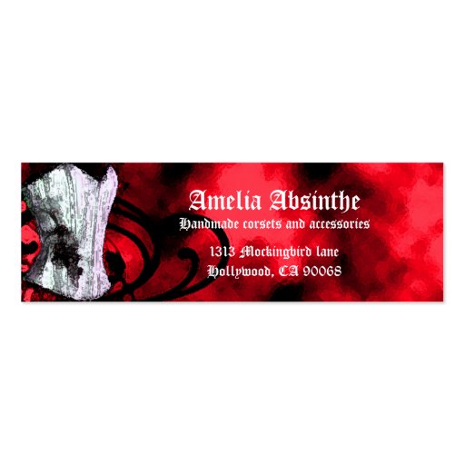 Red Corset Goth Business Card (front side)
