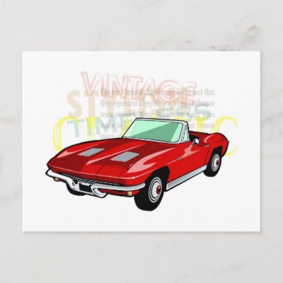 Red Corvette Stingray or Sting Ray sports car Postcard by techvinci