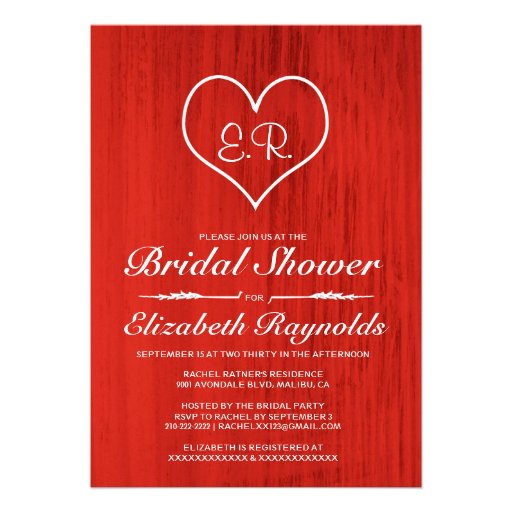 Red Country Bridal Shower Invitations