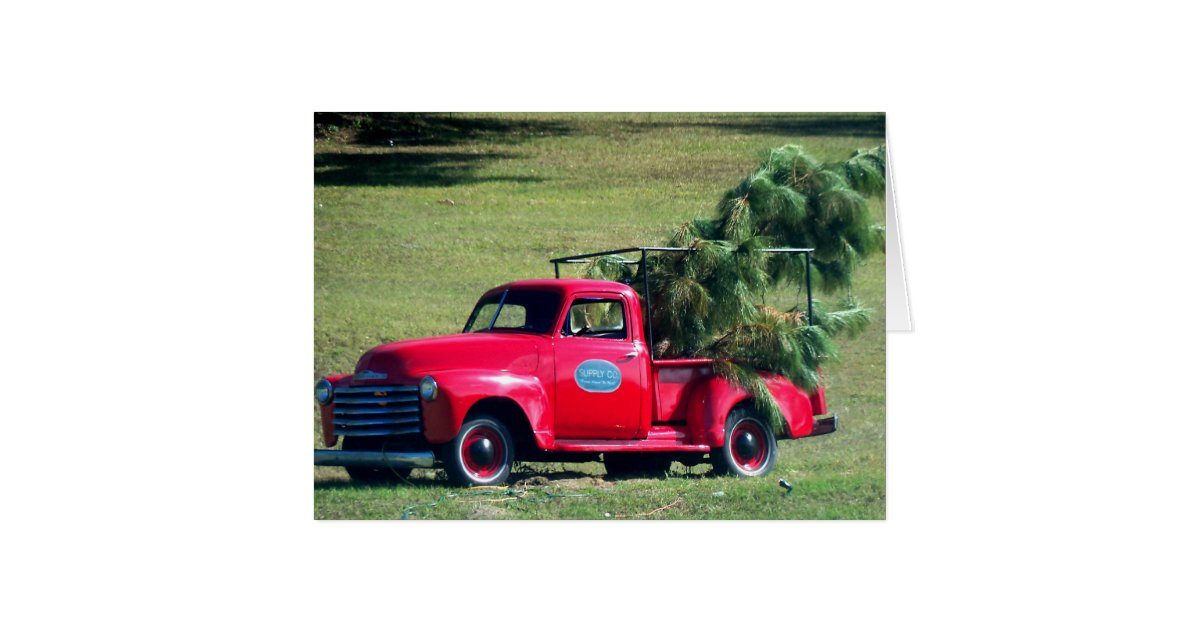 red country chevy pickup christmas tree card zazzle red country chevy pickup christmas tree card zazzle