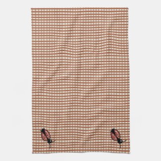 Red Country Folk Gingham Checks Hand Towel