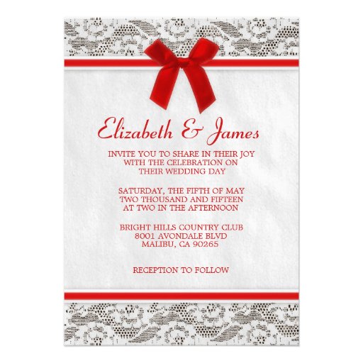 Red Country Lace Wedding Invitations