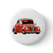 Red Coupe Hot Rod buttons by hotrodshirts Red Coupe Hot Rod buttons