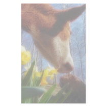 Red Cow and Yellow Daffodils Stationery Design