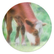 Red Cow in the Green Meadow Plates