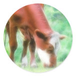 Red Cow in the Green Meadow Round Sticker