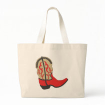 Red Cowboy Boot Canvas Bags