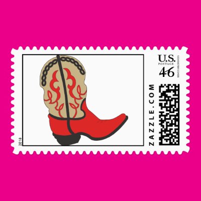 Red Cowboy Boot Postage Stamp Zazzle_stamp