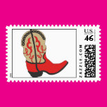 Red Cowboy Boot Postage Stamp