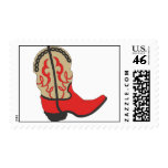 Red Cowboy Boot Postage Stamp