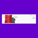 Red Cowboy Boots, Red Roses, Pug Dog & Scissors bumper stickers