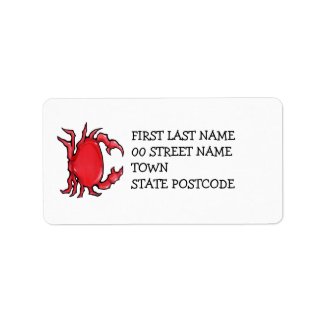 Red Crab Address Label label