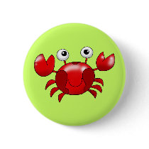 Red crab pinback buttons