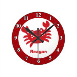 Red Crab Personalized Wall Clock (Red Border)