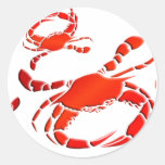 Red Crabs Parade Round Sticker