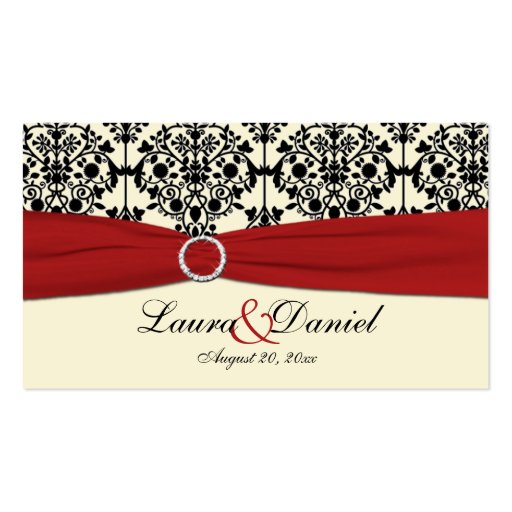 Red, Cream and Black Damask Wedding Favor Tag Business Card Templates