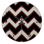 Red Cream Black Chevron Wallclock