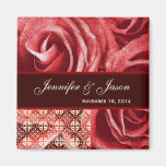 Red Cream Chocolate Wedding Lace Rose Bouquet Refrigerator Magnets