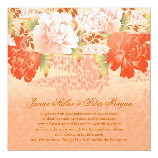 Red cream peonies Wedding Invitation