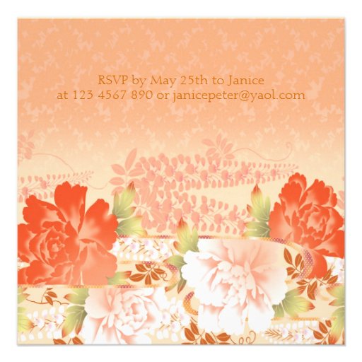 Red cream peonies Wedding Invitation