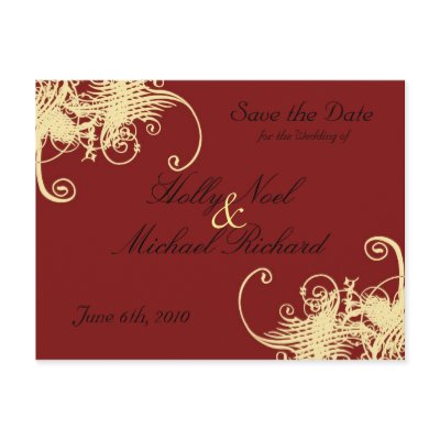 red,cream,wedding,savethedate,fancy,classy,chic post card