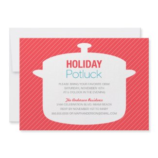RED CROCK POT | HOLIDAY POTLUCK INVITATIONS invitation