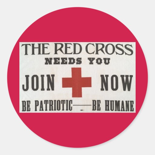 Red Cross Classic Round Sticker Zazzle