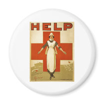 Red Cross Nurse Help Advertisement World War 2 Fridge Magnets