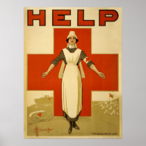 Red Cross Nurse Help Advertisement World War 2 Print