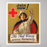 Red Cross serves humanity - Join now Posters