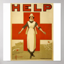 Red Cross Vintage Help Poster