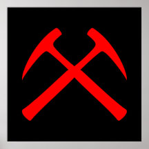Red Crossed Rock Hammers Poster
