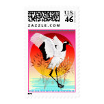 Red Crowned Crane and Setting Sun Postage