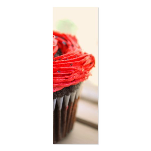 Red Cupcake Photograph Mini Bookmarks Business Card Template