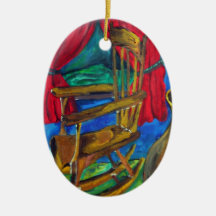 Red Curtains Christmas Ornament