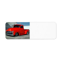 Red Customized Pickup Truck Return Address Label