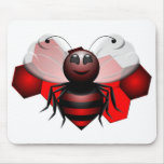 red cute bee mouse mat