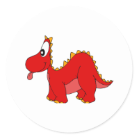 Red Cute Dragon Round Stickers