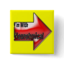 Red Cutout Neurotypical Button by webcarve Red Cutout Neurotypical Button