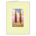 Red Cypresses in Sunflower Field cards