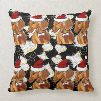 dachshund holiday pillow